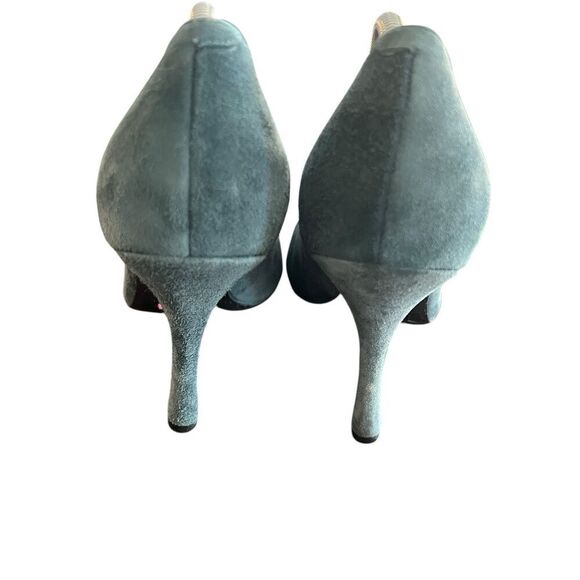 ISAAC Mizhari Women's Teal Suede Leather Stiletto Pump Size 7.5 - Picture 4 of 6